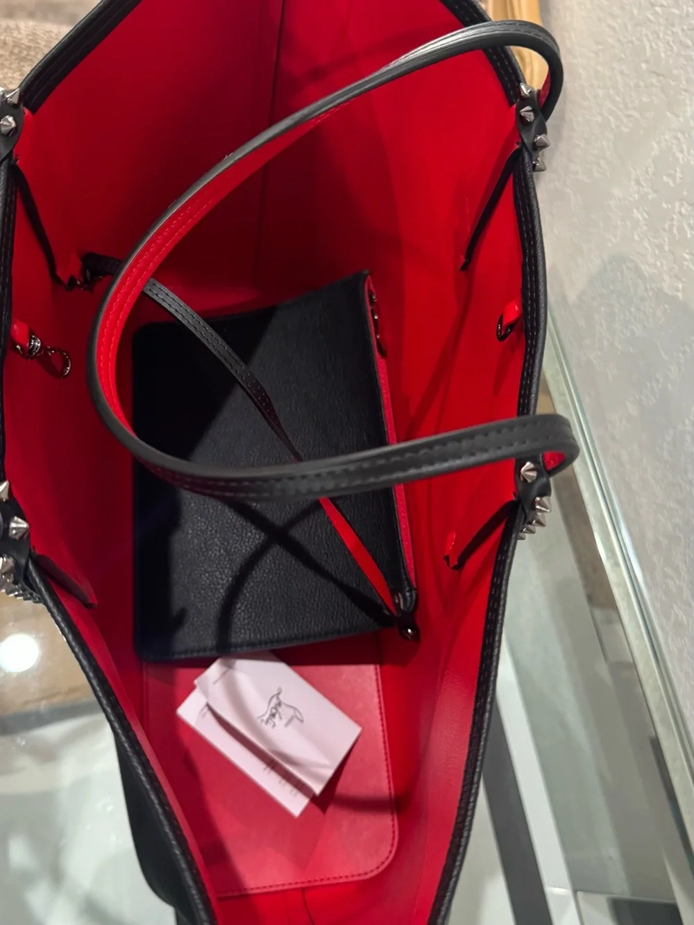 Christian Louboutin Cabata Calfskin Leather Tote with Red Interior